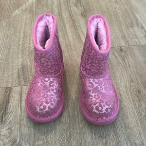 UGG Pink Glitter Leopard Boots Size 9 toddler